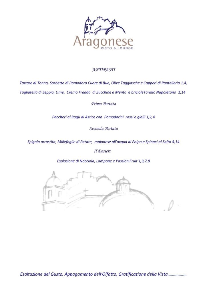 Menù Sant'Anna 2025 Ristorante Aragonese Ischia